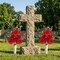 Artificial Cemetery & Memorial Flowers with Vase – Red Rose, Chrysanthemum & Hydrangea Gravesite Bouquet, Outdoor All-Weather Grave Decoration, Long-Lasting Non-Bleeding Colors (2 Sets)
